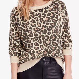 🌸 Free People – Go On Get Floral-Print Sweater | Ivory/Cheetah | XS | Worn 1 🌸